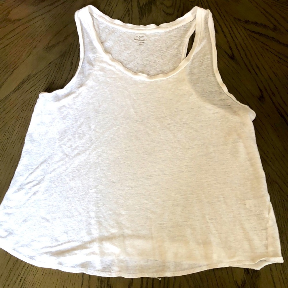 J. Crew Casual White Tank, 100% Linen, XL